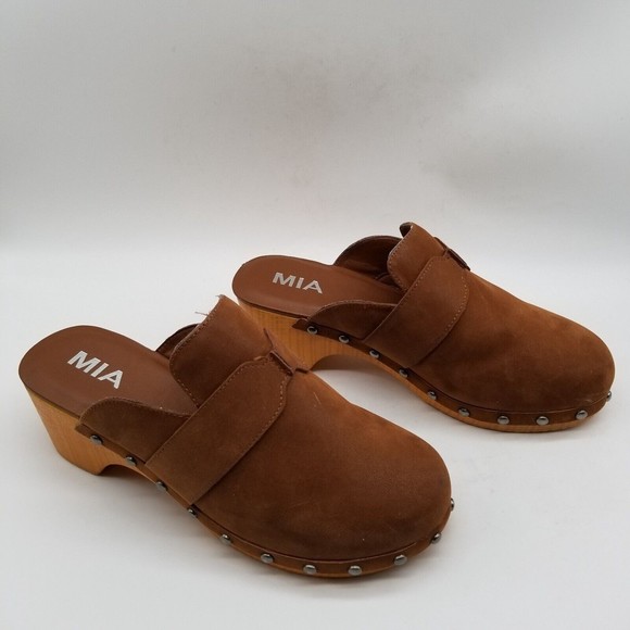 Mia Women Brown Faux Leather Daisy Slide Clog 7 - Picture 4 of 9